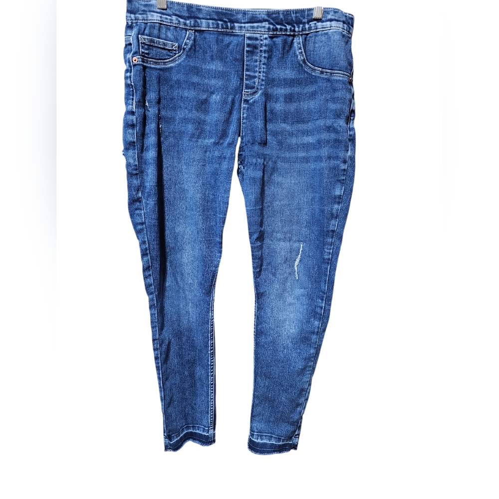 Justice Size 20‎ Plus Mid-Rise Denim Leggings Lightly Distressed